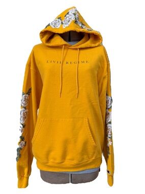 Civil Regime x Champion Roses Hoodie - Yellow/Gold Rare Unisex Floral Appliqué